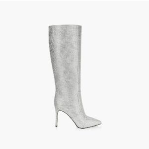 NWT Silver High Heel Knee-High Boots